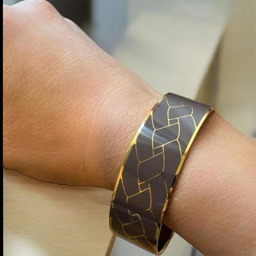 J.Crew Braided Pattern‎ Gray Mauve Purple Gold tone bangle bracelet